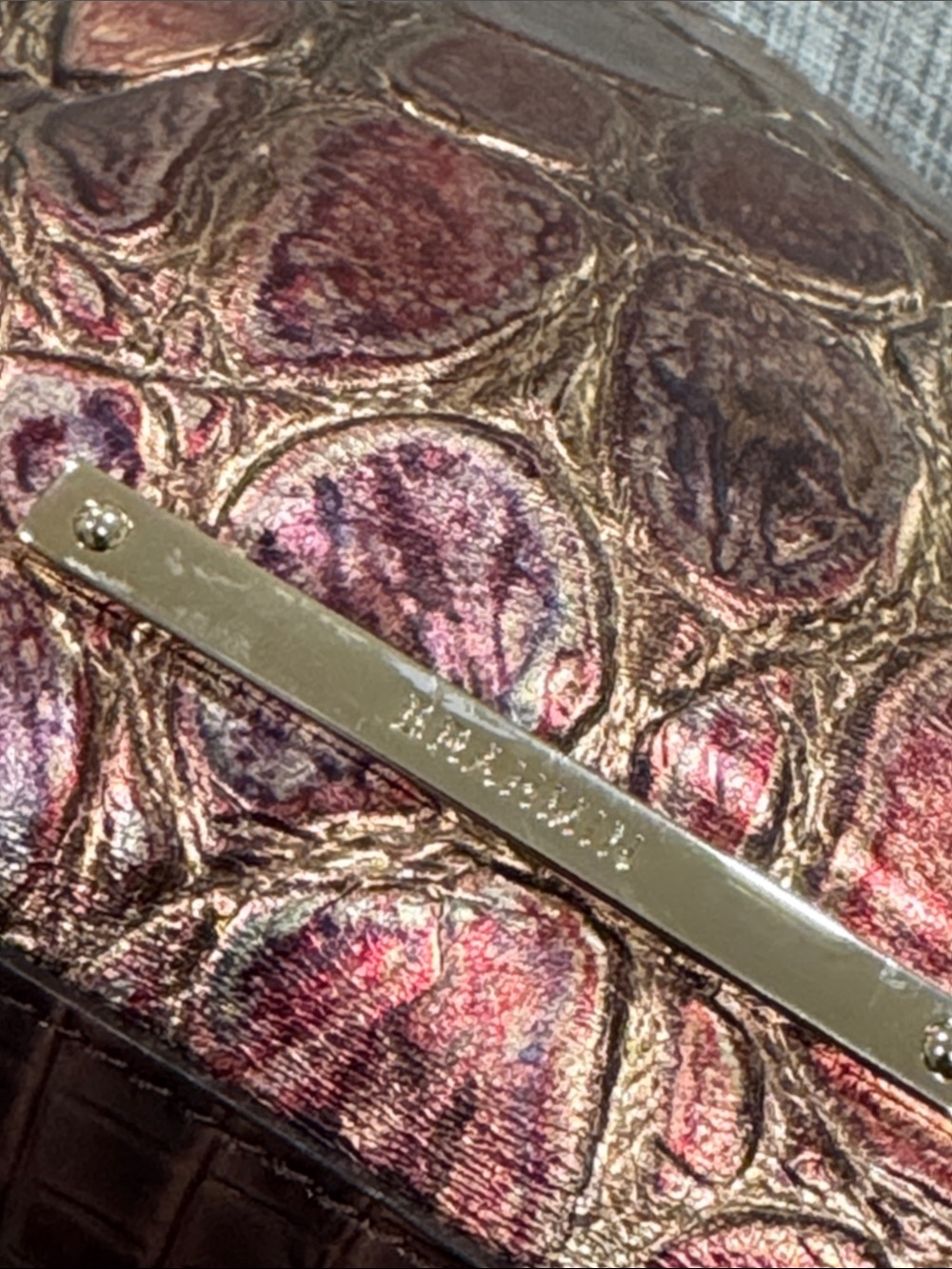 Brahmin Bag Supernova Melbourne Lorelei Bronze Metallic Croc-Embossed Crossbody - Picture 10 of 17
